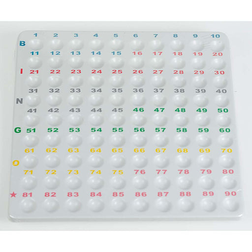 Kunststof bingo controlebord 1-90 voor kleine ballen
