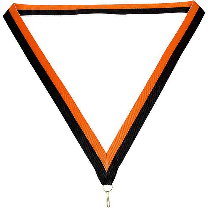 Medaille lint 22 mm zwart-oranje