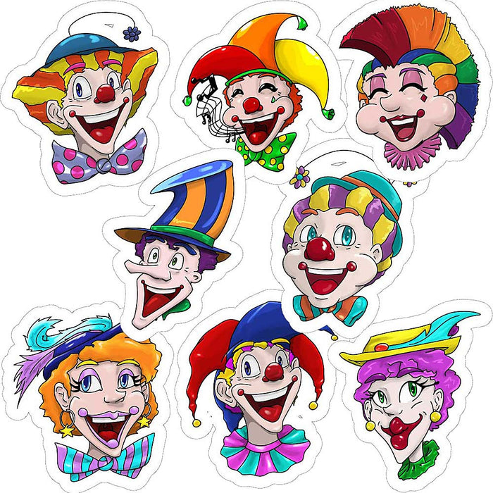 Muurstickers clowns  8 stuks