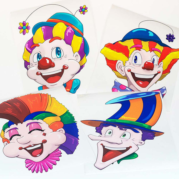 Raamsticker pakket statisch clowns 40x33,5 cm 8 stuks
