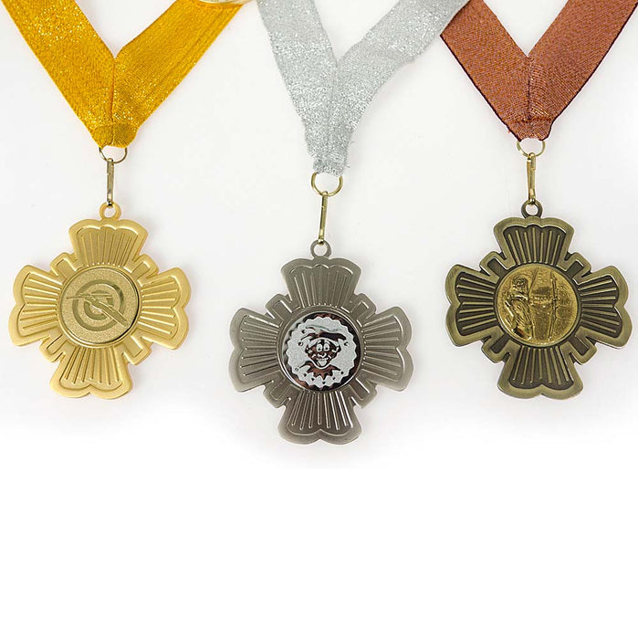Medaille Micky cross met afbeelding en halslint